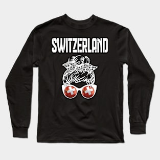 Switzerland Football Messy Bun Long Sleeve T-Shirt